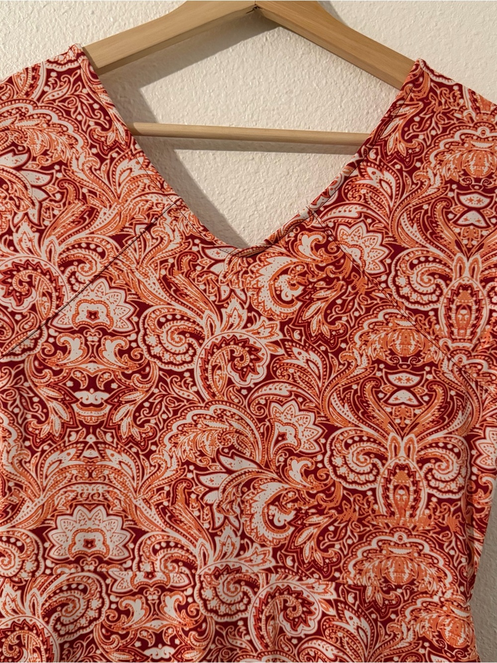 Title Nine Womens Double Dare Diamalete Athletic Mini Dress Sz S Orange Paisley - Picture 6 of 9